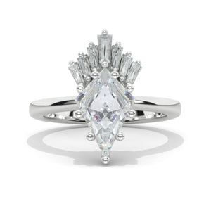 3 Carat Kite Moissanite Engagement Ring. 3CT Fancy Shape Moissanite Ring