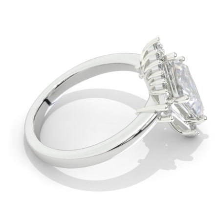3 Carat Kite Moissanite Engagement Ring. 3CT Fancy Shape Halo Moissanite Ring