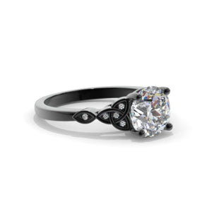 2 Carat Moissanite Celtic Engagement Black Gold Ring