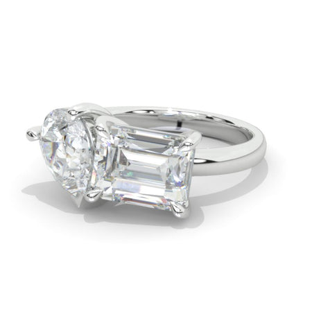 3 Carat Giliarto Emerald Cut with Pear Cut Paired Moissanite Two-Stone  Engagement Ring