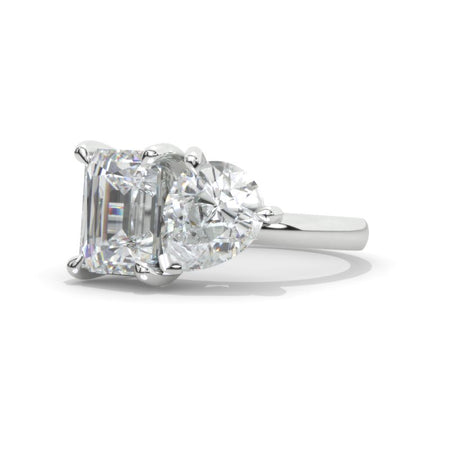 3 Carat Giliarto Emerald Cut with Pear Cut Paired Moissanite Two-Stone North-South Engagement Ring