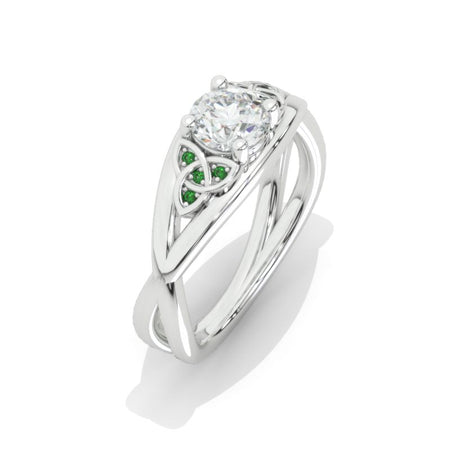 Moissanite Celtic Engagement Ring 14K White Gold