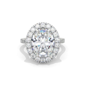 10 Carat Oval Moissanite Halo 14K White Gold  Engagement Ring