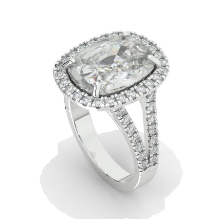 10 Carat Cushion Moissanite Halo 14K White Gold  Engagement Ring