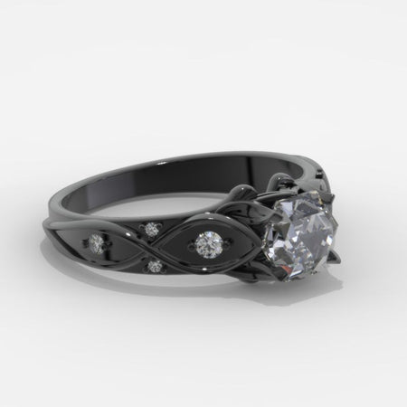 14K Black Gold Moissanite Celtic Engagement Ring