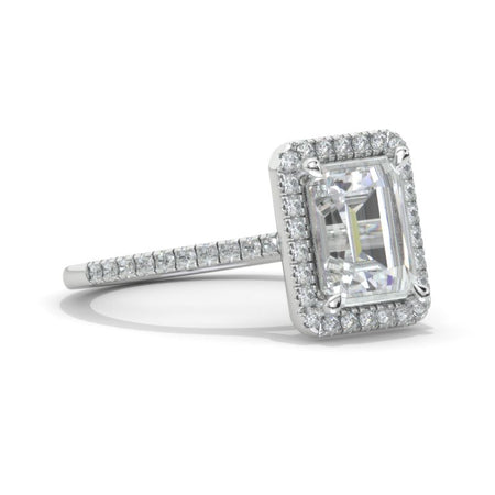 3 Carat Giliarto Emerald Cut Moissanite Halo Engagement Ring