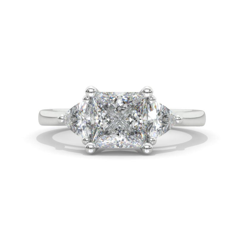 Princess Cut Halo 2.95 Ct Diamond Engagement Ring Trillion Sides 14k White  Gold | eBay