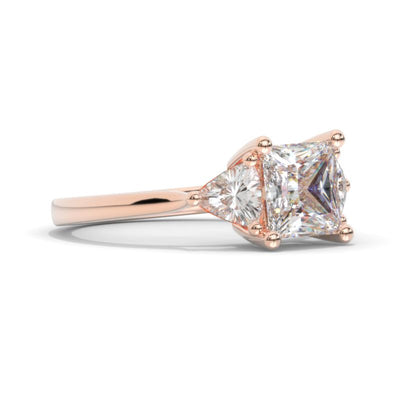 Princess Trillion Diamond Engagement Ring Three 3 Stone Setting 18k W Gold  (1.1Ct. tw.)