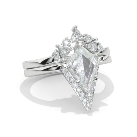 2.5 Carat Kite Moissanite Engagement Ring. 2.5CT Fancy Kite Shape Moissanite Ring Set