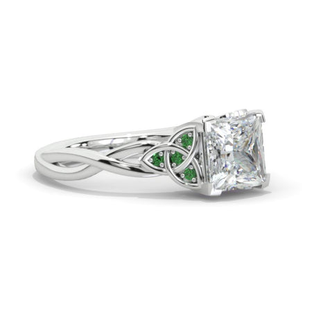 2 Carat Princess Moissanite Celtic  Engagement Ring 14K White Gold Ring