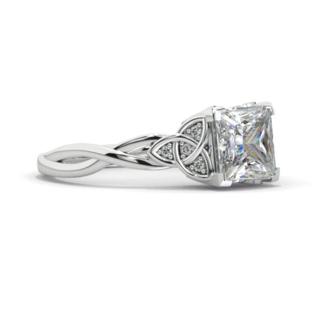 2 Carat Princess Moissanite Celtic Engagement Ring 14K White Gold Ring