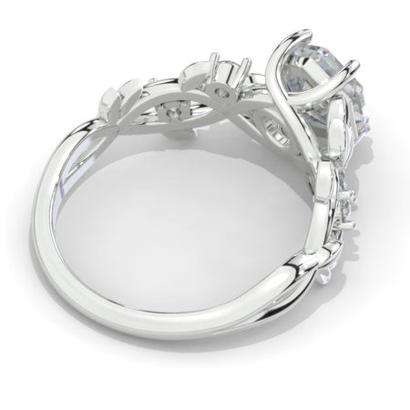 3 Carat Hexagon Moissanite Floral 14K White Gold Engagement Ring