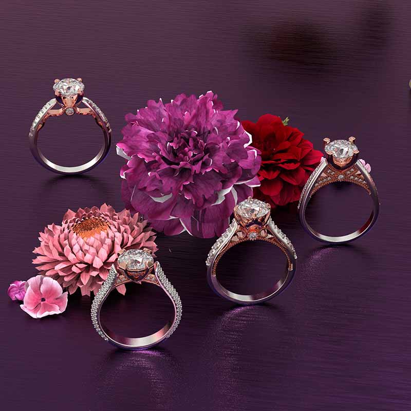 Aurora  Moissanite Diamond Gold Engagement Ring