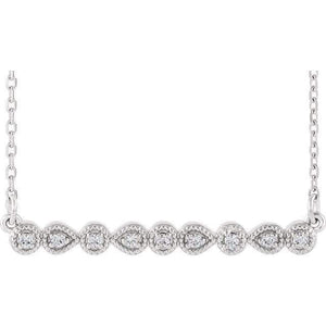 .07 CTW Diamond Milgrain Bar Necklace , milgrain engagement ring