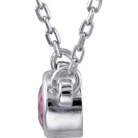 Genuine Pink Tourmaline Bezel With  Necklace - Giliarto