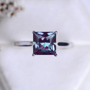 2 Carat  Princess Cut Alexandrite White Gold Giliarto Engagement Ring