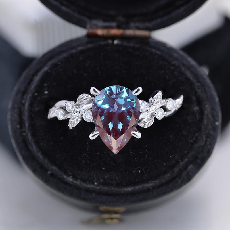 Carat Alexandrite Pear Cut Floral Gold Engagement Ring Giliarto