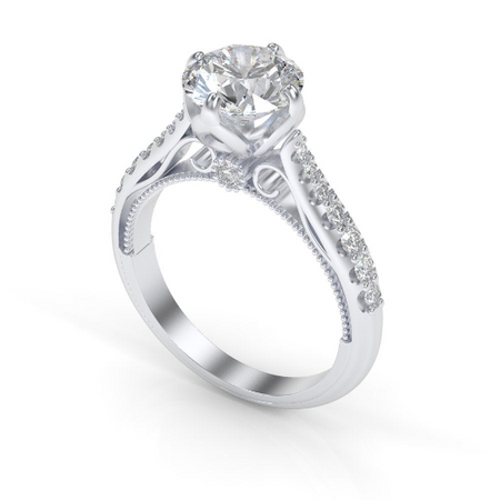 Carat Grey Moissanite Engagement 14K White Gold Ring