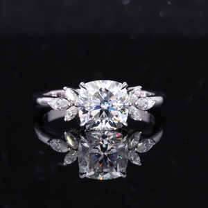 2 Carat Cushion Cut Giliarto Moissanite Diamond White Gold Engagement Ring