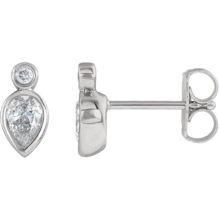 Bezel Set Earrings 14K Gold 1/3 CTW Diamond - Giliarto