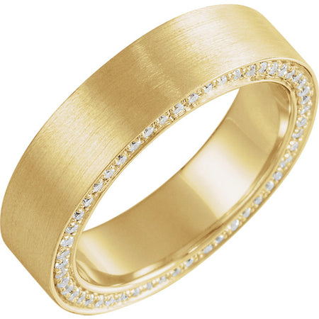 14K Gold 6 mm 7/8 CTW Diamond Accented Band with Satin Finish