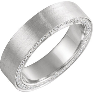 14K Gold 6 mm 7/8 CTW Diamond Accented Band with Satin Finish