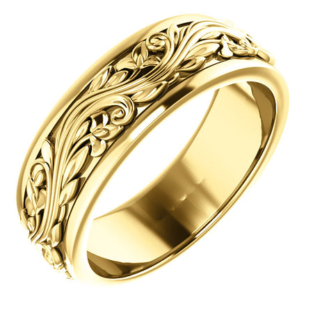 14K White 7 mm Sculptural-Inspired Band