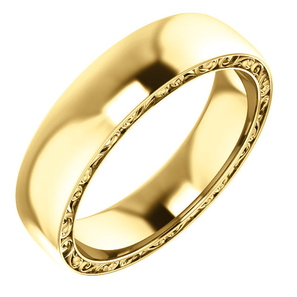 14K Gold Relief Pattern Band - Giliarto