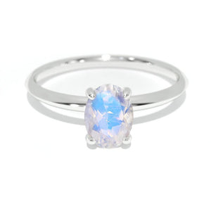 2 Carat Moonstone 14K White Gold Engagement Promissory Ring