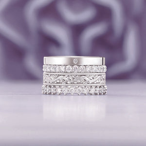 14K White 7/8 CTW Diamond French-Set Eternity Band