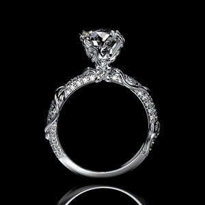 2.0 Carat Moissanite Giliarto Engagement Ring-58 round accents  0.4 TCW 14K White Gold