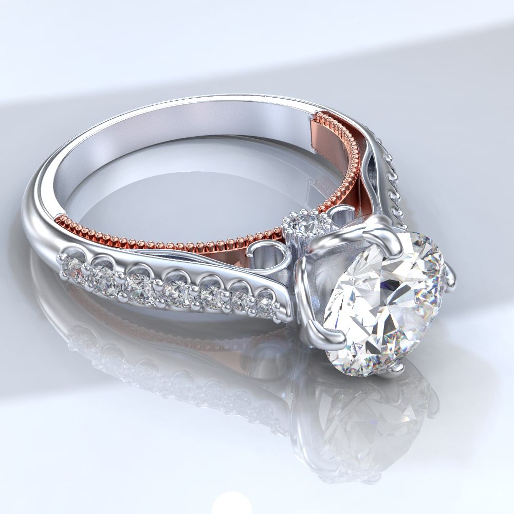 Andromeda 2 Carat  Moissanite Gold Engagement  Ring