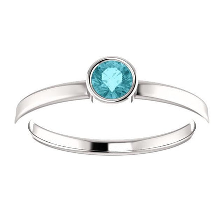 14K White Blue Zircon Ring