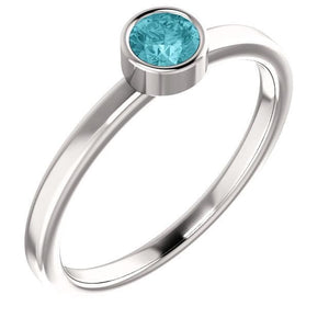 14K White Blue Zircon Ring