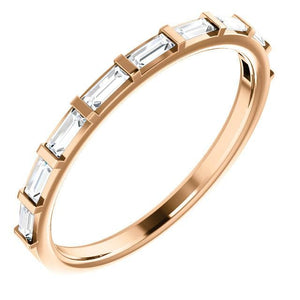 14K Rose 1/4 CTW Diamond Straight Baguette Anniversary Band