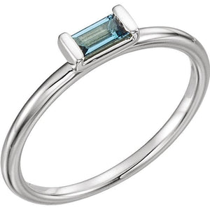 14K White London Blue Topaz Stackable Ring