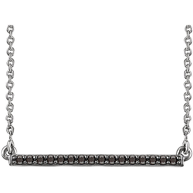14K White 1/6 CTW Black Diamond Bar 18" Necklace