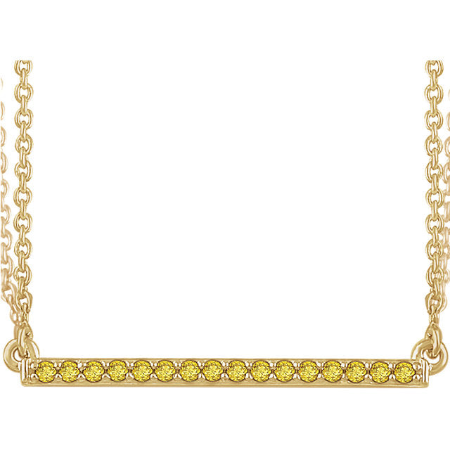 14K Yellow 1/6 CTW Yellow Diamond 18" Bar Necklace