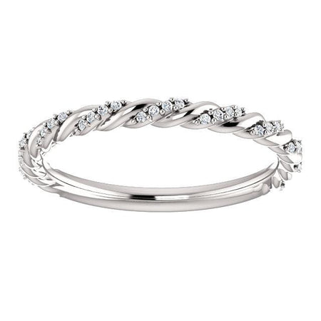 14K White 1/8 CTW Moissanite Pavé Twisted Anniversary Band