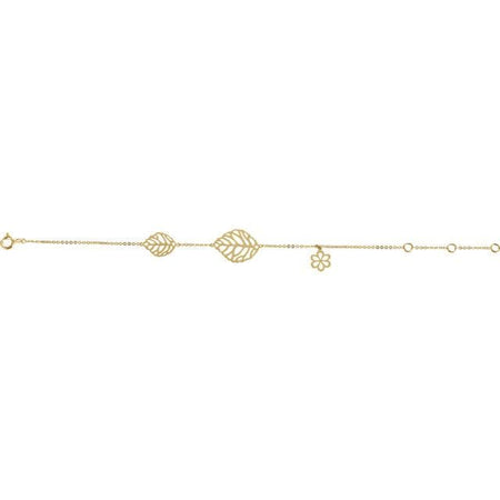 14K Yellow Leaf & Floral-Inspired Bracelet