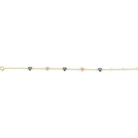 10K Yellow .04 CTW Diamond Youth Flower 7" Bracelet