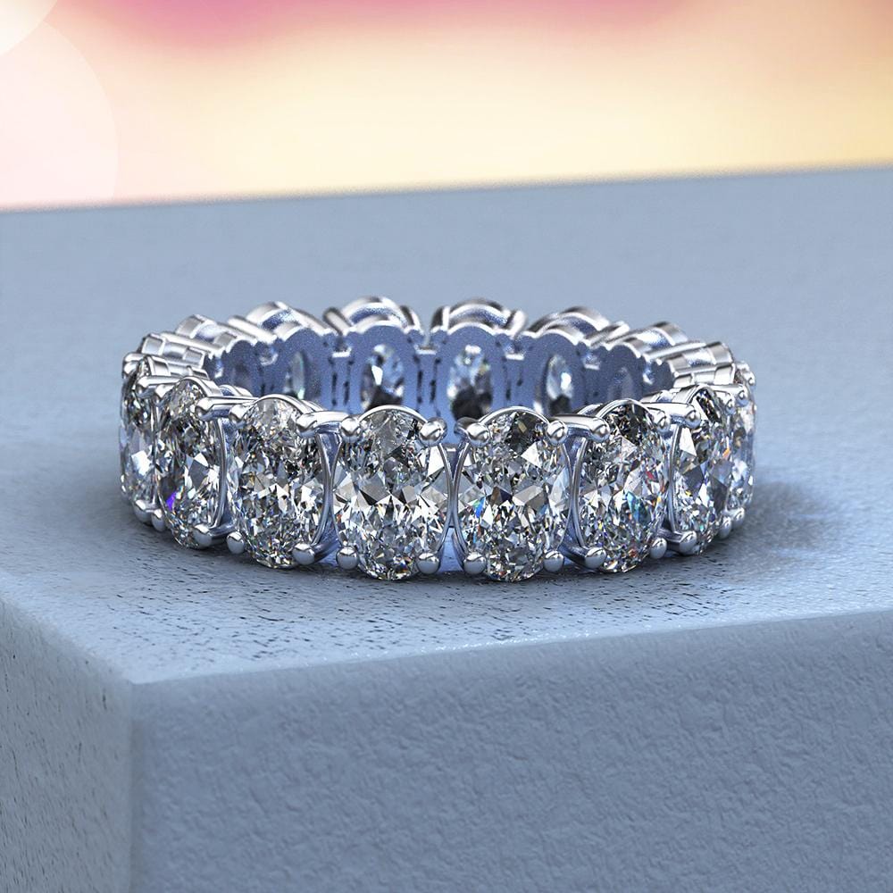 6.5 C.T.W. Oval Moissanite Eternity Band 11.75 14K Rose Gold