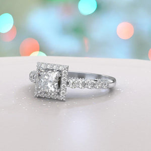 1.5 Carat Adara Princess  Moissanite Diamond Halo Engagement Ring - Giliarto