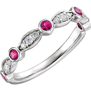 14K White Ruby & 1/6 CTW Diamond Ring