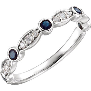 14K White Sapphire & 1/6 CTW Diamond Ring