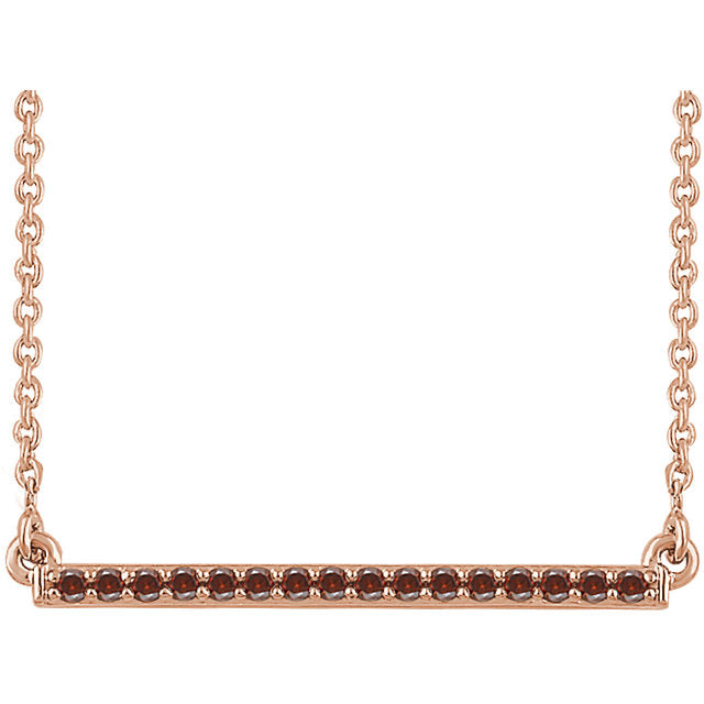 14K Rose 1/6 CTW Cognac Diamond Bar 18" Necklace