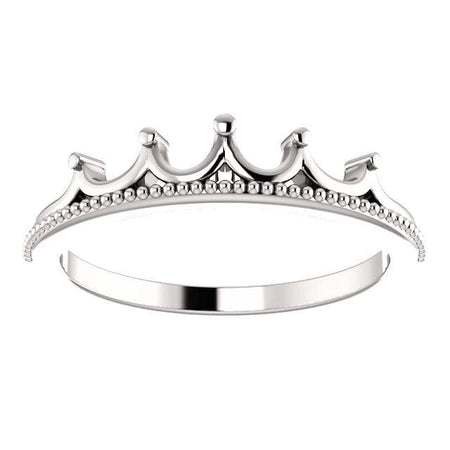 14K White Stackable Crown Ring