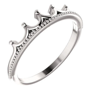 14K White Stackable Crown Ring