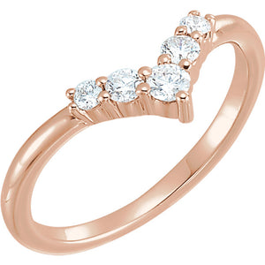 14K Rose Gold 1/4 CTW Diamond Graduated "V" Ring