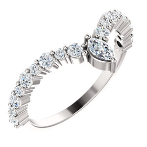 14K White Gold 1/2 CTW Diamond "V" Ring